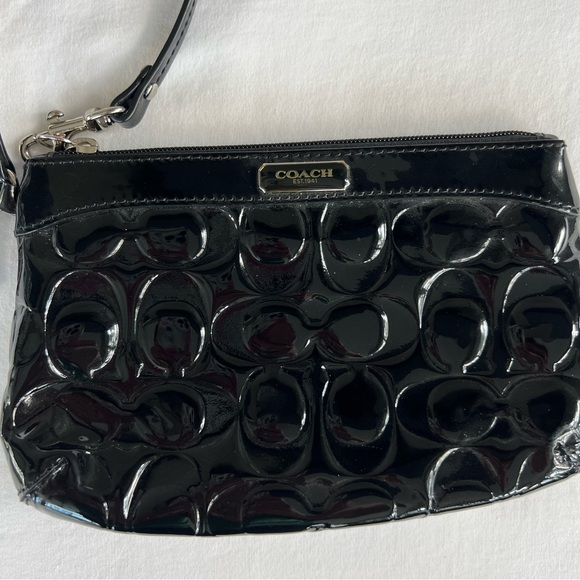 Coach Handbags - COACH black patent leather wristlet.